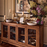 Thickened Sideboard Cabinet with 4 Glass Doors