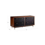 Dresser with Black Leather Drawers And Brass Details