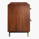 Dresser with Black Leather Drawers And Brass Details