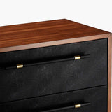 Dresser with Black Leather Drawers And Brass Details