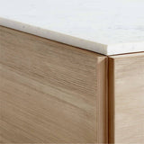 Living Room Square Coffee Table with White Marble Panel