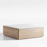 Living Room Square Coffee Table with White Marble Panel