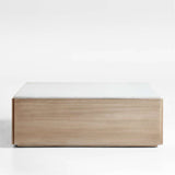 Living Room Square Coffee Table with White Marble Panel