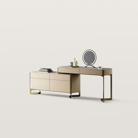 Marble Tabletop Makeup Vanity with Crocodile Skin Texture