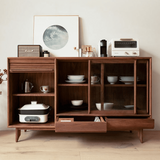 Sideboard Buffet Cabinet with Rolling Shutter Glass Door
