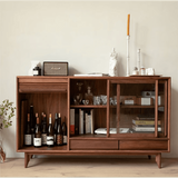 Sideboard Buffet Cabinet with Rolling Shutter Glass Door