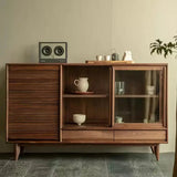 Sideboard Buffet Cabinet with Rolling Shutter Glass Door