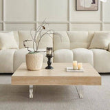 Rock Coffee Table with Transparent Acrylic Table Legs