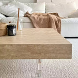 Rock Coffee Table with Transparent Acrylic Table Legs