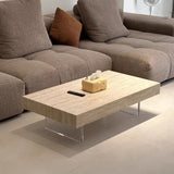 Rock Coffee Table with Transparent Acrylic Table Legs