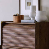 Storage Cabinet with Wooden Strip Roller Shutter Door