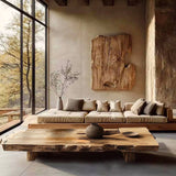 Wooden Tea Table with Irregular Lines in Offices and Living Room