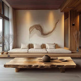 Wooden Tea Table with Irregular Lines in Offices and Living Room