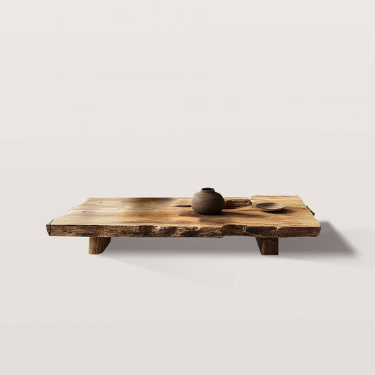 Wooden Tea Table with Irregular Lines in Offices and Living Room