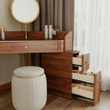Glass Rock Panel Makeup Vanity with Integrated Storage Cabinet