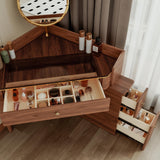 Glass Rock Panel Makeup Vanity with Integrated Storage Cabinet