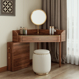 Glass Rock Panel Makeup Vanity with Integrated Storage Cabinet