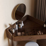 Glass Rock Panel Makeup Vanity with Integrated Storage Cabinet