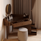 Glass Rock Panel Makeup Vanity with Integrated Storage Cabinet