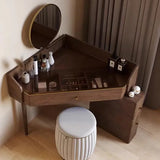 Glass Rock Panel Makeup Vanity with Integrated Storage Cabinet