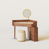 Glass Rock Panel Makeup Vanity with Integrated Storage Cabinet