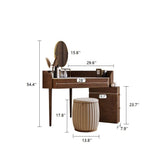 Glass Rock Panel Makeup Vanity with Integrated Storage Cabinet