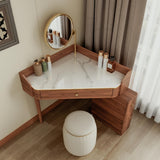 Glass Rock Panel Makeup Vanity with Integrated Storage Cabinet