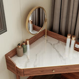 Glass Rock Panel Makeup Vanity with Integrated Storage Cabinet