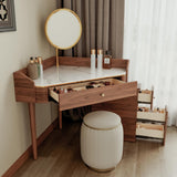 Glass Rock Panel Makeup Vanity with Integrated Storage Cabinet
