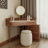 Glass Rock Panel Makeup Vanity with Integrated Storage Cabinet
