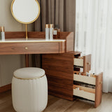 Glass Rock Panel Makeup Vanity with Integrated Storage Cabinet