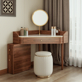 Glass Rock Panel Makeup Vanity with Integrated Storage Cabinet