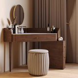 Glass Rock Panel Makeup Vanity with Integrated Storage Cabinet