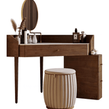 Glass Rock Panel Makeup Vanity with Integrated Storage Cabinet