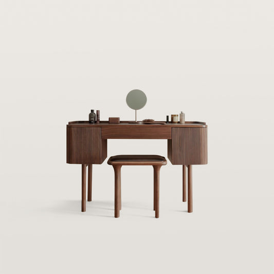 Symmetrical Aesthetic Wooden Makeup Vanity and Desk