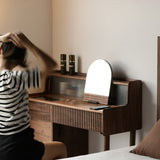 Light Luxury Wooden Makeup Vanity with Charging Station