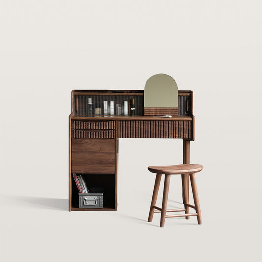 Light Luxury Wooden Makeup Vanity with Charging Station