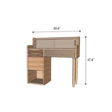 Light Luxury Wooden Makeup Vanity with Charging Station