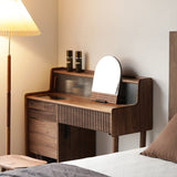 Light Luxury Wooden Makeup Vanity with Charging Station