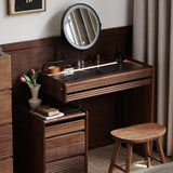 Mid-century Makeup Vanity with Integrated Storage Chest Set