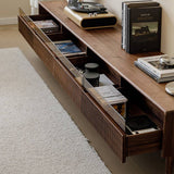 Minimalist Style High Foot Walnut TV Cabinet with Storage