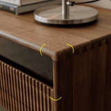 Minimalist Style High Foot Walnut TV Cabinet with Storage