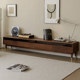 Minimalist Style High Foot Walnut TV Cabinet with Storage