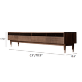 Minimalist Style High Foot Walnut TV Cabinet with Storage