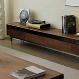 Minimalist Style High Foot Walnut TV Cabinet with Storage