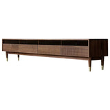 Minimalist Style High Foot Walnut TV Cabinet with Storage
