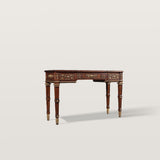 French Retro Flip Cover Carved White Wax Wood Makeup Vanity