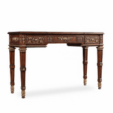 French Retro Flip Cover Carved White Wax Wood Makeup Vanity