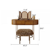 French Retro Makeup Vanity with Triple Folding Mirror