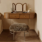 French Retro Makeup Vanity with Triple Folding Mirror
